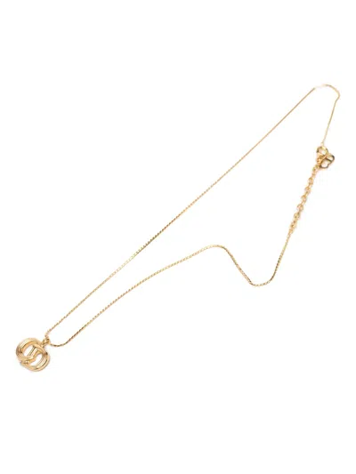Pre-owned Dior 1980-1990 Gold Plated Cd Logo Pendant Necklace Costume Necklace