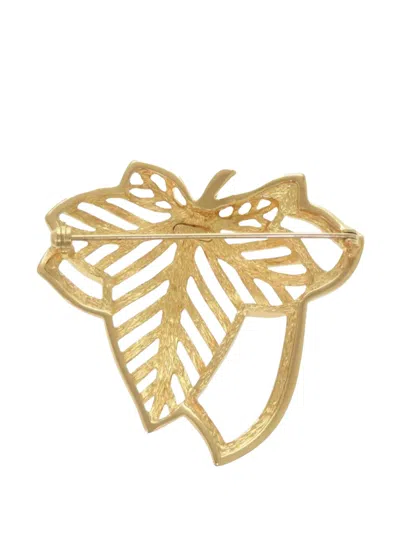 Pre-owned Dior 1980-1990 Gold Plated Leaf Brooch Costume Brooch