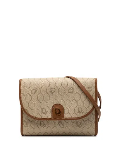 Pre-owned Dior 1980-2000 Honeycomb Coated Canvas Crossbody Bag In Neutral