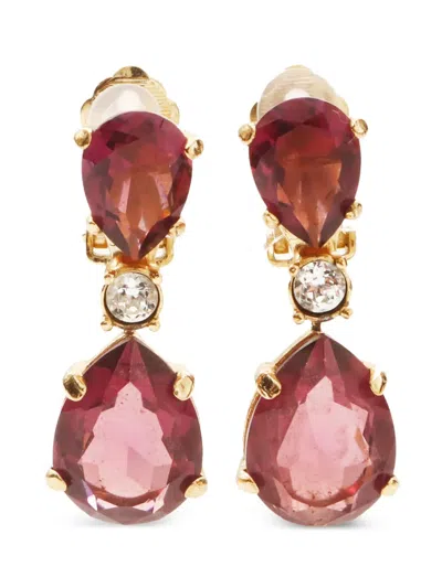 Pre-owned Dior 1980s-1990s Rhinestone Clip-on Swing Earrings
