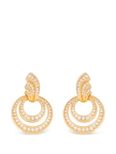 Pre-owned Dior 1980s Door-knocker Clip-on Earrings In Gold