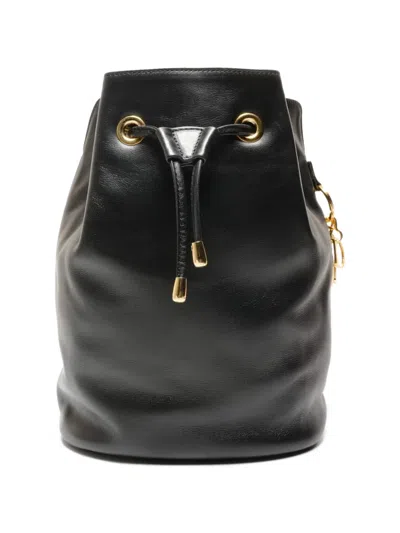 Pre-owned Dior 1980s Drawstring Leather Backpack In Black