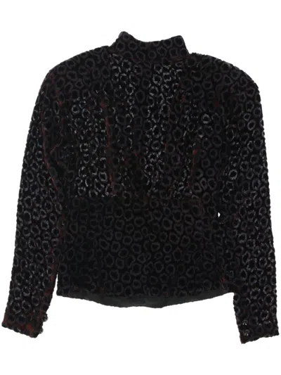 Pre-owned Dior 1980s Flocked Blouse In Black
