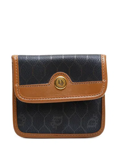 Pre-owned Dior 1980s Honeycomb-pattern Coin Case In Black