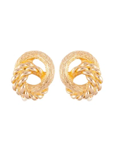 Pre-owned Dior 1980s Knot Earrings In Gold