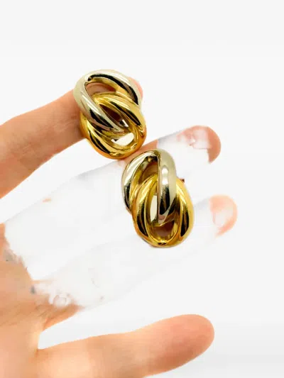 Pre-owned Dior 1980s Knot Earrings In Gold