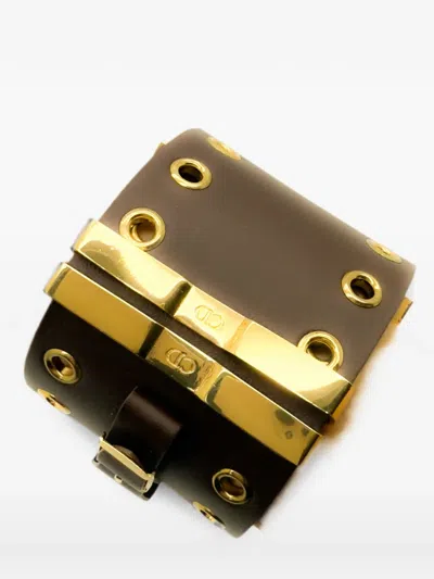 Pre-owned Dior 1980s Logo Buckle Cuff In Brown