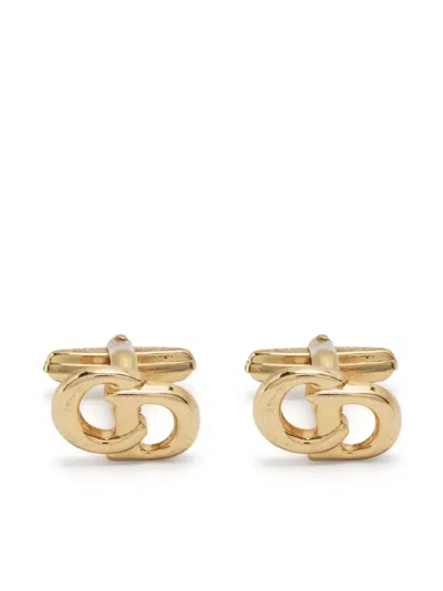 Pre-owned Dior 1980s  Logo Cuff-links In Gold