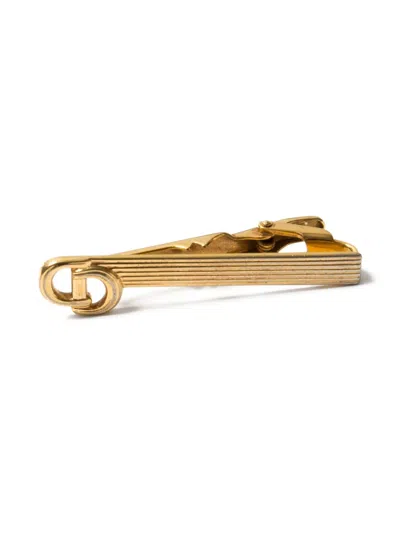 Pre-owned Dior 1980s Logo-engraved Tie Clip In Gold