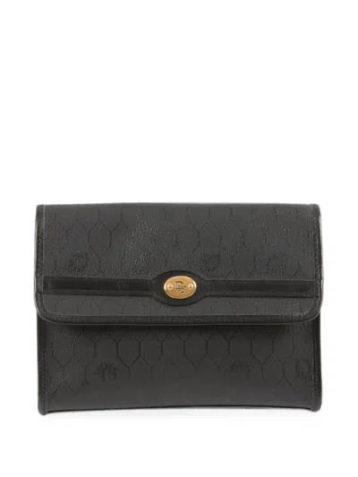 Pre-owned Dior 1980s Logo-print Clutch Bag In Black