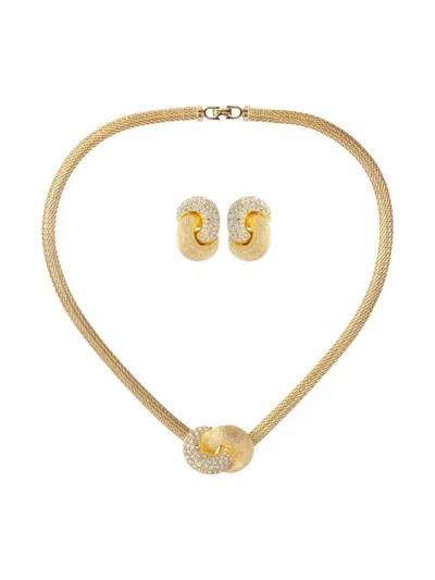 Pre-owned Dior 1980s Crystal Jewellery Set In Gold