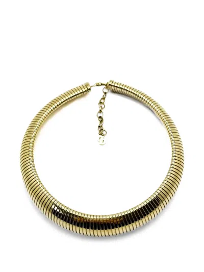 Pre-owned Dior 1980s Omega Collar Necklace In Gold