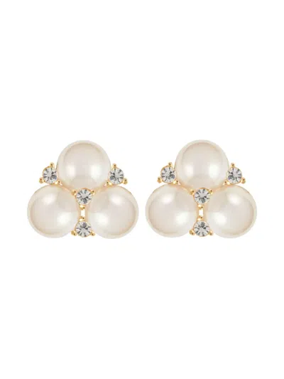 Pre-owned Dior 1980s Pearl Crystal Earrings In Neutral