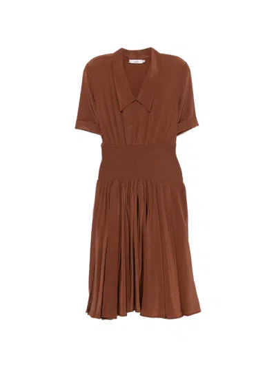 Pre-owned Dior 1980s Pleated Midi Dress In Brown