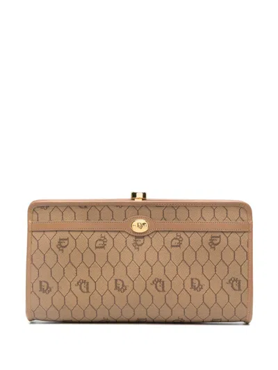 Pre-owned Dior 1980s  Honeycomb Clutch Bag In Neutrals