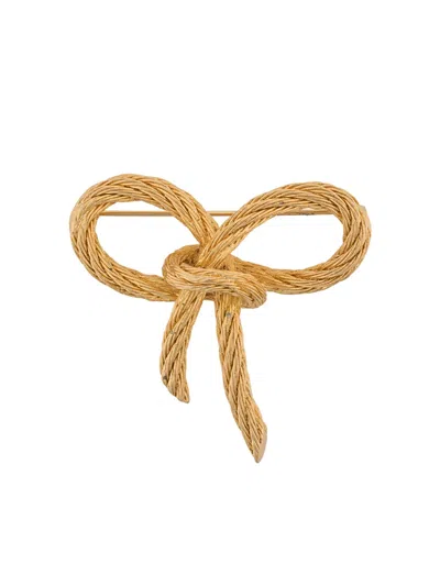Pre-owned Dior 1980s  Twisted Bow Brooch In Gold