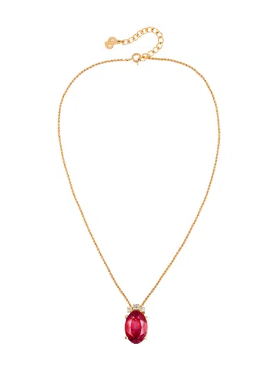 Pre-owned Dior 1980s Red-pendant Necklace In Gold