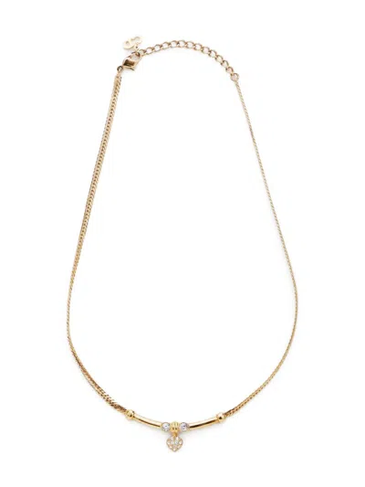 Pre-owned Dior 1980s Rhinestone Gold Necklace