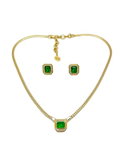 Pre-owned Dior 1980s Stone-embellished Jewellery Set In Gold