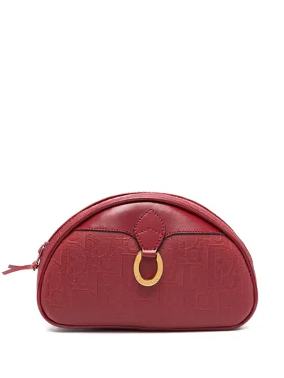 Pre-owned Dior 1980s  Trotter Pattern Pouch In Red