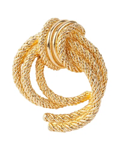 Pre-owned Dior 1980s  Twist-detailing Brooch In Gold