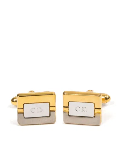 Pre-owned Dior 1980s Two-tone Cufflinks In Gold