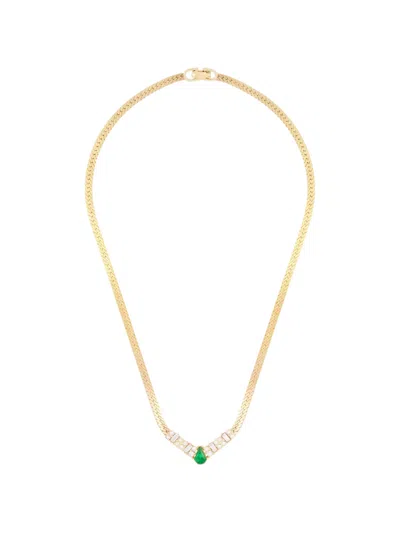 Pre-owned Dior 1980s V-detail Necklace In Gold