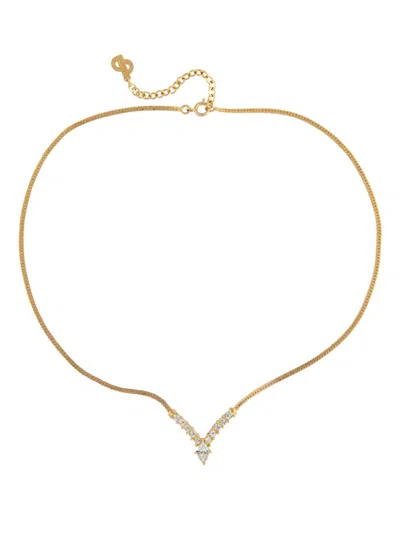 Pre-owned Dior 1980s V Necklace In 金色