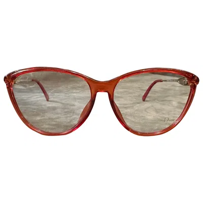 Pre-owned Dior 1980s Vintage Red Acetate And Brass Elegant Eyeglasses By Christian