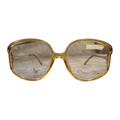 Pre-owned Dior 1980s Vintage Yellow And Light Brown Acetate Eyeglasses By Christian
