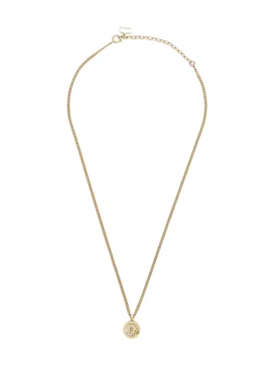 Pre-owned Dior 1990-2000 Logo Necklace In Gold