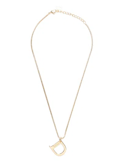 Pre-owned Dior 1990-2000 Logo Pendant Necklace In Gold