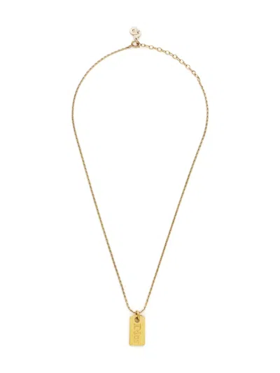 Pre-owned Dior 1990-2000 Logo Plate Necklace In Gold