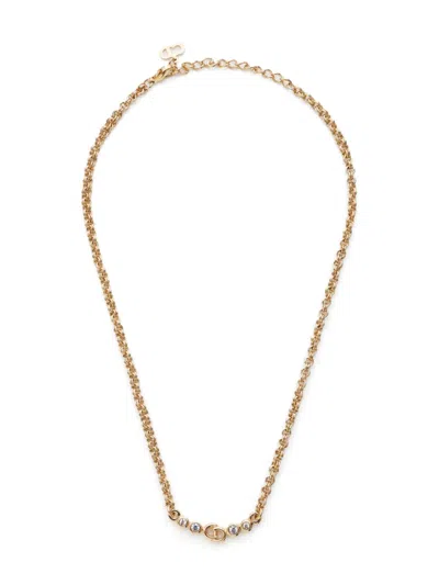 Pre-owned Dior 1990-2000s Cd-initials Necklace In Gold