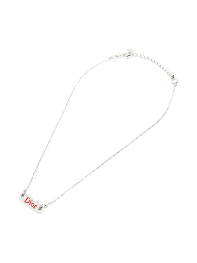 Pre-owned Dior 1990-2000s Logo Necklace In Silver