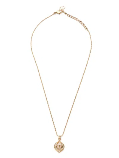 Pre-owned Dior 1990-2000s Logo-pendant Necklace In Gold