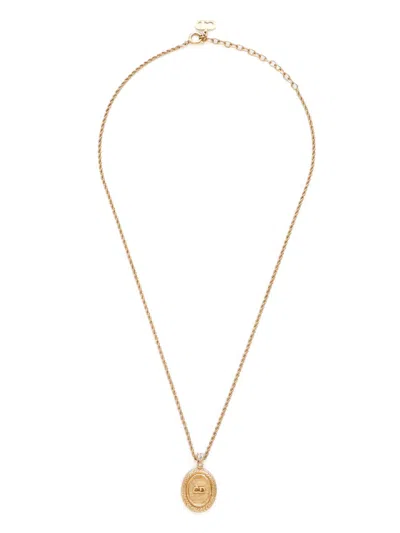 Pre-owned Dior 1990-2000s Logo-pendant Necklace In Gold