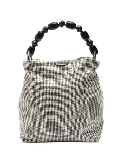 Pre-owned Dior 1990-2000s Malice Houndstooth Beaded Tote Bag In White