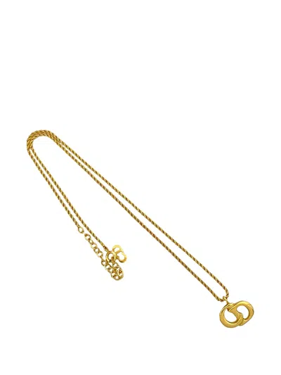 Pre-owned Dior 1990-2010 Gold Plated Cd Logo Pendant Necklace Costume Necklace