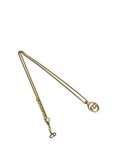 Pre-owned Dior 1990-2010 Gold Plated Cd Logo Pendant Necklace Costume Necklace