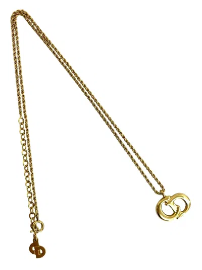 Pre-owned Dior 1990-2010 Gold Plated Cd Logo Pendant Necklace Costume Necklace