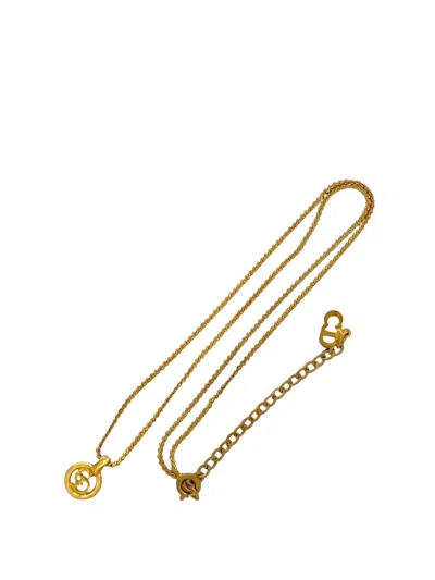 Pre-owned Dior 1990-2010 Gold Plated Cd Logo Pendant Necklace Costume Necklace
