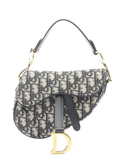 Pre-owned Dior 1990-2010 Mini Oblique Canvas Saddle Bag Satchel In Brown