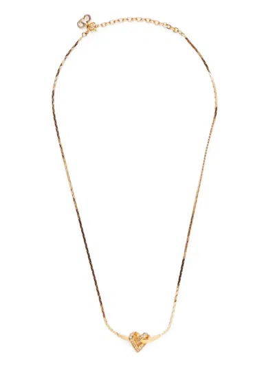 Pre-owned Dior 1990-2015 Heart-charm Necklace In Gold