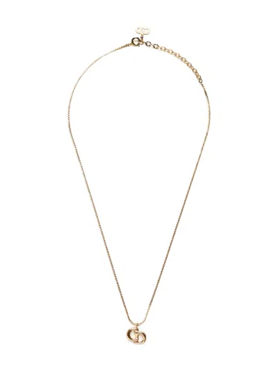 Pre-owned Dior 1990-2015 Logo Necklace In Gold