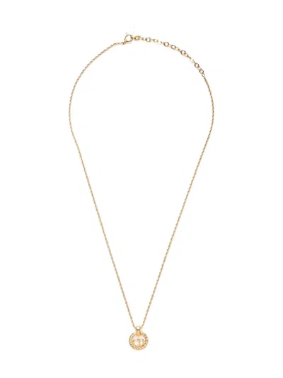 Pre-owned Dior 1990-2015 Logo-pendant Necklace In Gold
