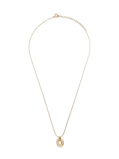 Pre-owned Dior 1990-2015 Rhinestone-embellished Pendant Necklace In Gold