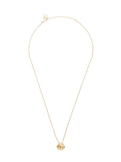 Pre-owned Dior 1990's Cd Logo Necklace In Gold