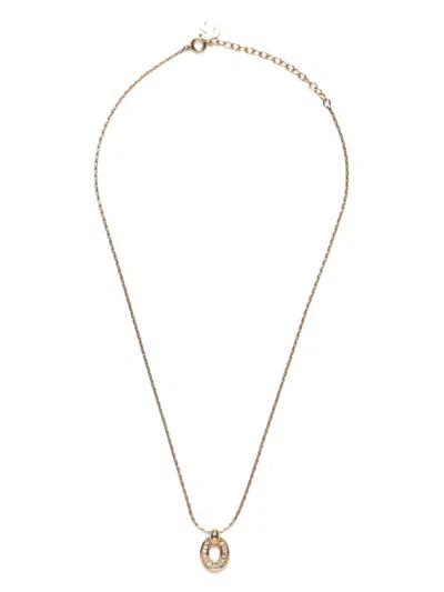 Pre-owned Dior 1990 Rhinestone-embellished Necklace In Gold