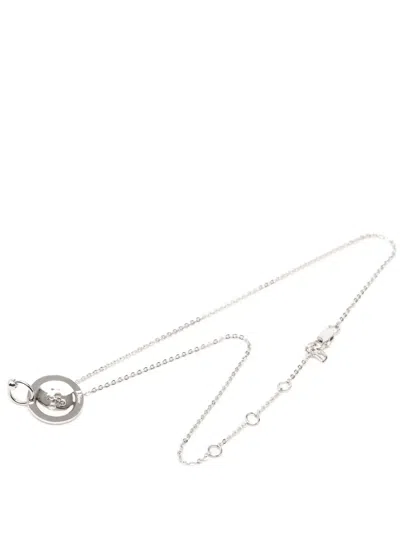 Pre-owned Dior 1990-2000 Brass Button Pendant Necklace Costume Necklace In Silver